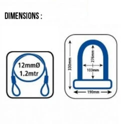 Antivol Vélo Combiné U Et Cable à Clefs - Oxford -Lecyclo antivol velo combine u et cable a clefs oxford full 3
